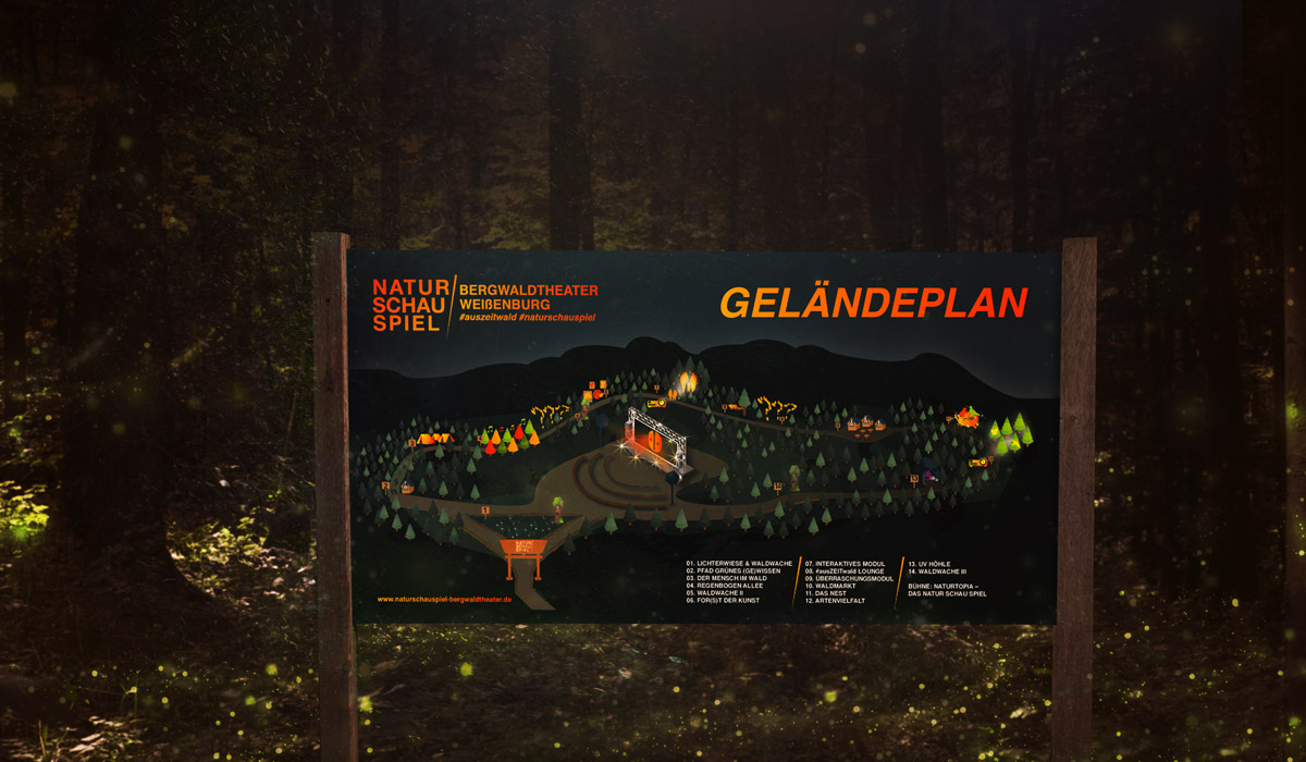 Naturschauspiel Bergwaldtheater Karte im Wald